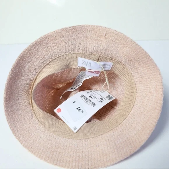 NWT Zara pastel pink little ears woven hat 1-3 yrs 50 cm summer sun protection - Picture 6 of 6